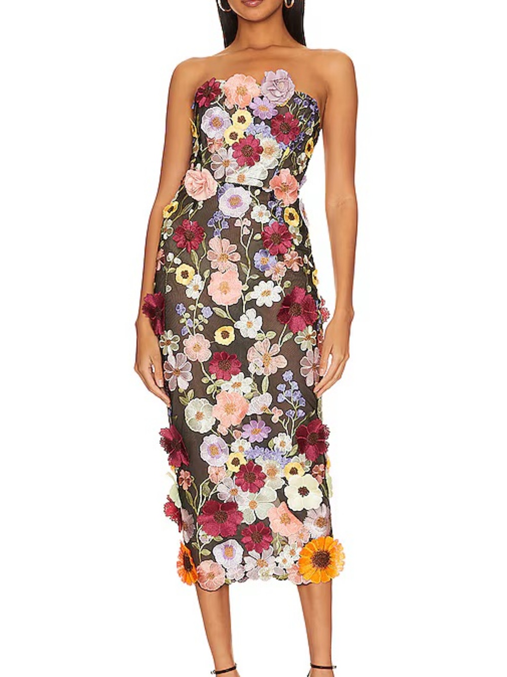 Bronx and Banco Bouquet Floral Embroidered Midi Dress S